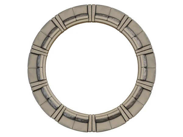Braune Ledersofas Kreisförmig Auf Weißem Hintergrund Angeordnet — Stockfoto