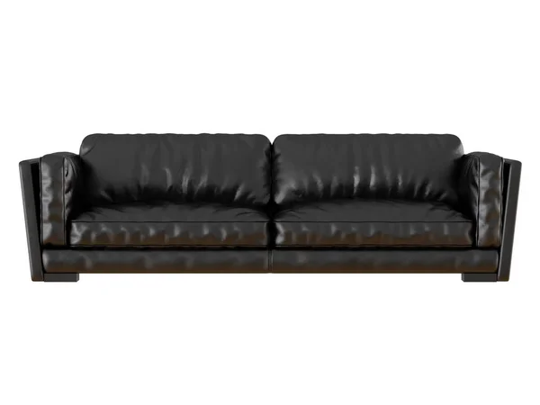 Schwarzes Ledersofa Mit Falten Rendering — Stockfoto