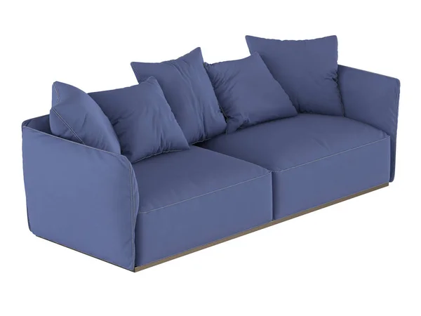 Blue Soft Sofa Cushions Rendering — Stock Photo, Image