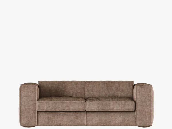 Weiches Sofa Auf Weißem Hintergrund Vorderseite Rendering — Stockfoto
