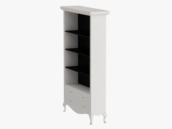 White closet with black shelves 3d rendering