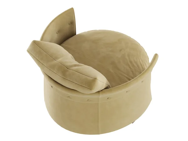 带枕头3D 渲染的软圆椅 — 图库照片
