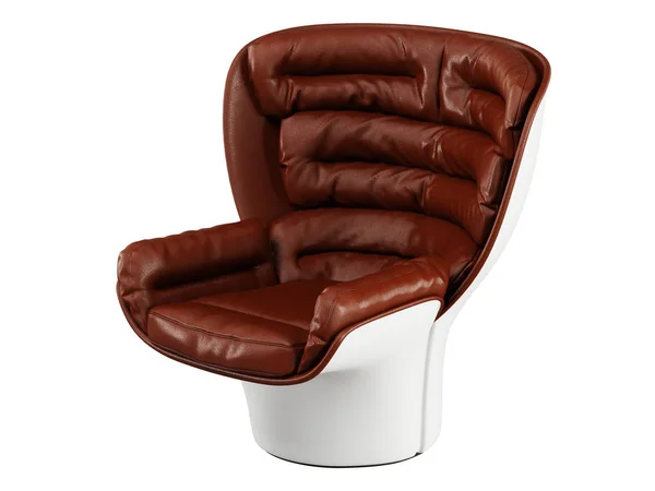Leather Brown Chair White Background Rendering — Stock Photo, Image