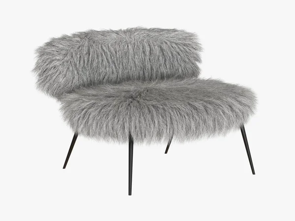 Armchair Gray Fur White Background Rendering — Stock Photo, Image