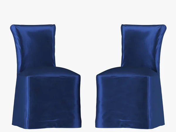 Υφασμάτινο Κάλυμμα Μπλε Καρέκλα Άσπρο Φόντο Rendering — Φωτογραφία Αρχείου