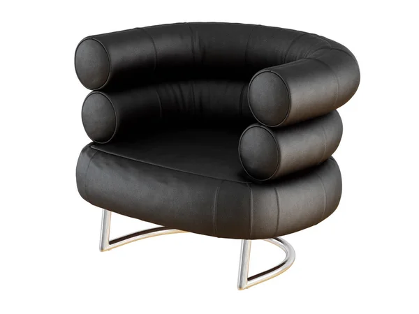 Soft black leather chair with backrest from cylinders 3d rendering