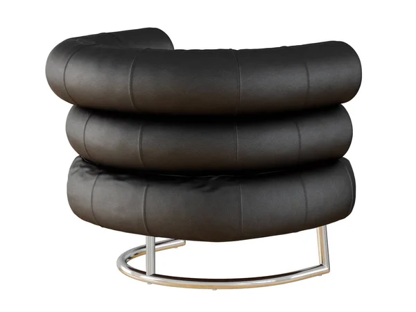 柔软的黑色真皮椅 带从钢瓶3D 渲染的靠背 — 图库照片