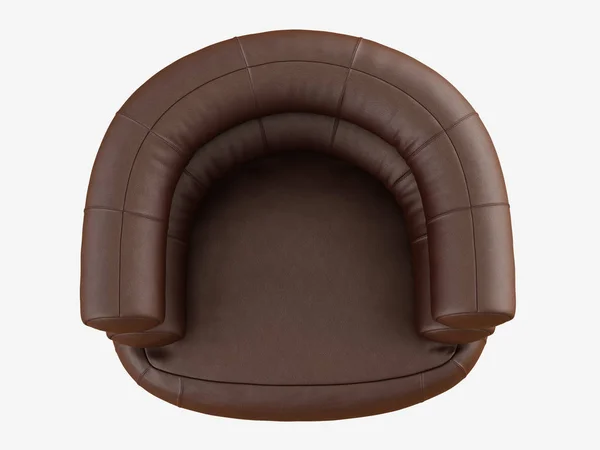 Soft Coklat Kursi Kulit Dengan Backrest Dari Silinder Rendering — Stok Foto