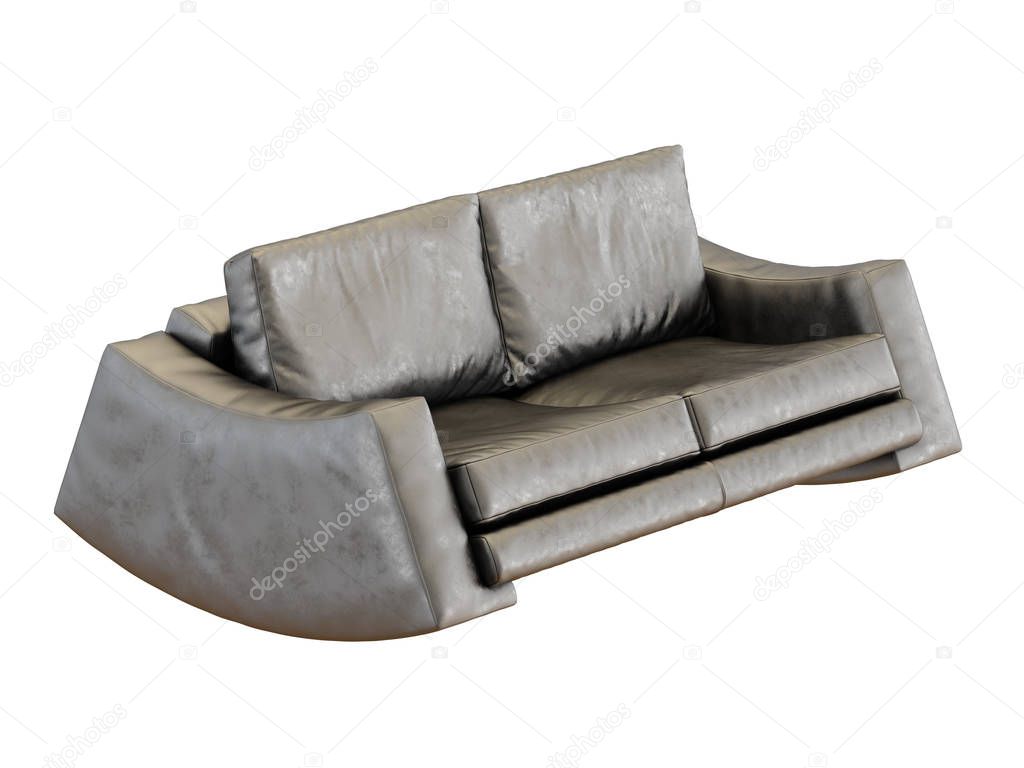 Sofa rocking the brown of leather on a white background