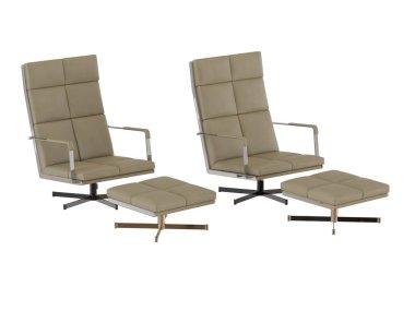 İki bej ofis koltuğu ve kabarık 3d render