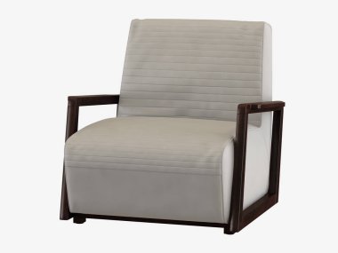 Ahşap kol dayama 3d render ile yumuşak beyaz deri koltuk