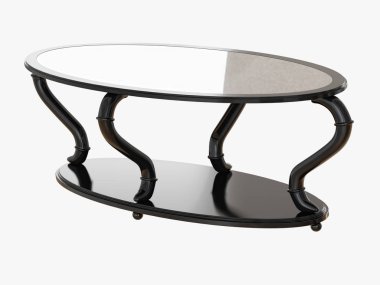 Beyaz bir arka planda 3d render oval sehpa