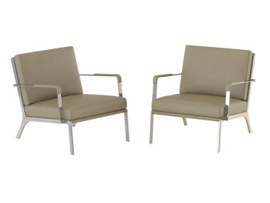 İki bej ofis koltuk ve kabarık 3d render