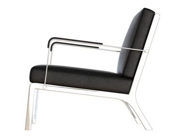 Siyah ofis koltuk beyaz bir arka plan üzerinde 3d render