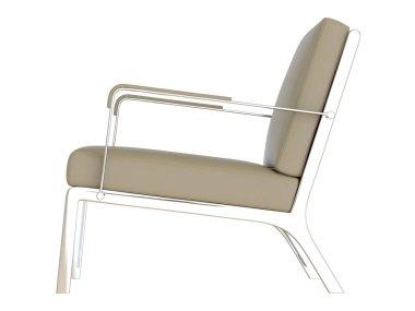 Bej ofis koltuk beyaz bir arka plan üzerinde 3d render