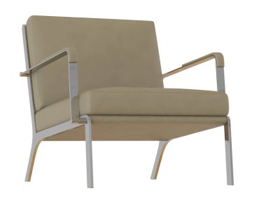 Bej ofis koltuk beyaz bir arka plan üzerinde 3d render