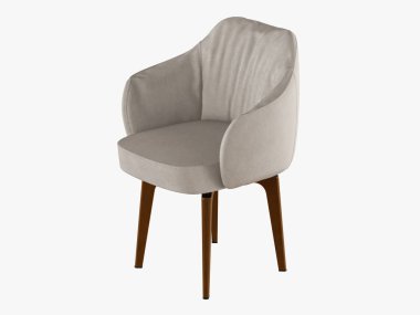 Beyaz bir arka plan üzerinde 3d render ahşap ayaklı sandalye