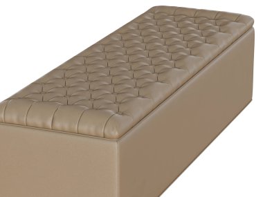 Beyaz arka plan 3d render üzerinde tezgah bej capitone