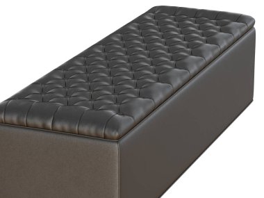 Tezgah siyah deri capitone beyaz bir arka planda 3d render