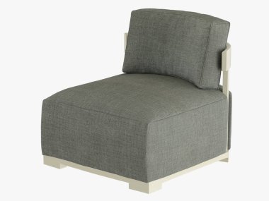 Gri koltuk yumuşak kumaş beyaz bir arka plan üzerinde 3d render