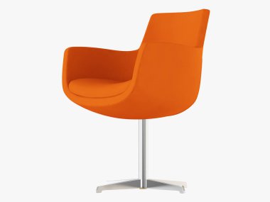 Demir bacaklar 3d render ile portakal sandalye