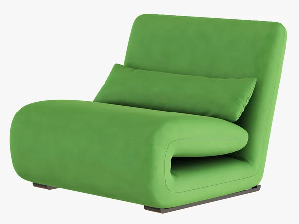 柔らかい緑の椅子生地白地に レンダリング — ストック写真