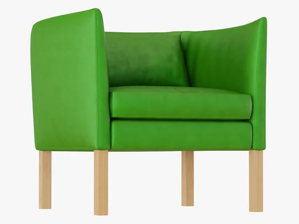 Fauteuil Cuir Vert Rendu Sur Fond Blanc — Photo