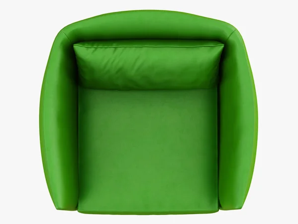 Green Leather Armchair Top View Rendering — Stock Photo, Image