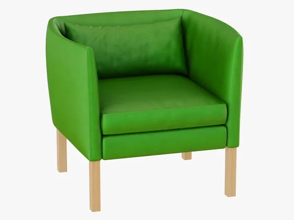 Green Leather Armchair Rendering White Background — Stock Photo, Image