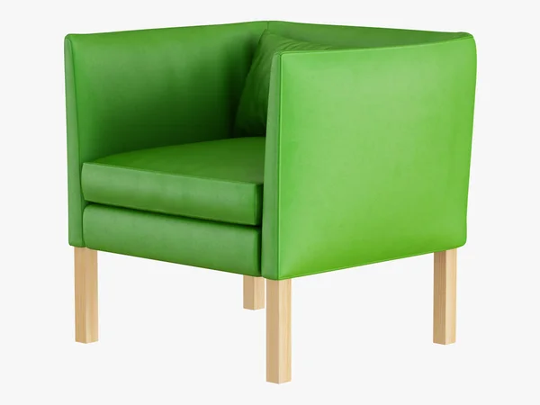 Green Leather Armchair Rendering White Background — Stock Photo, Image