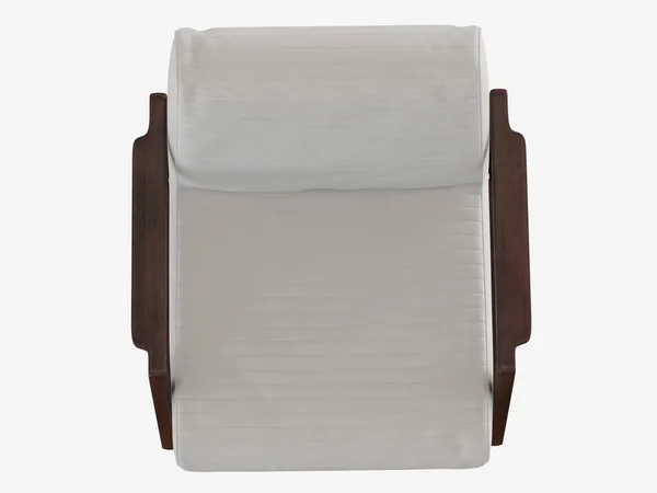柔软的白色真皮扶手椅 木制扶手3D — 图库照片