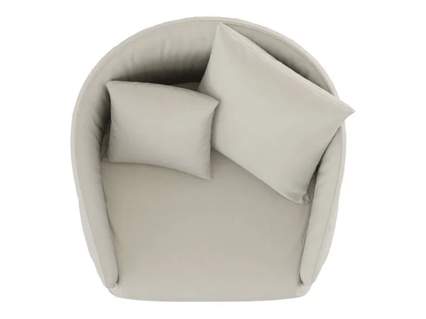 白い背景の レンダリングの つの枕と柔らかい光アームチェア — ストック写真
