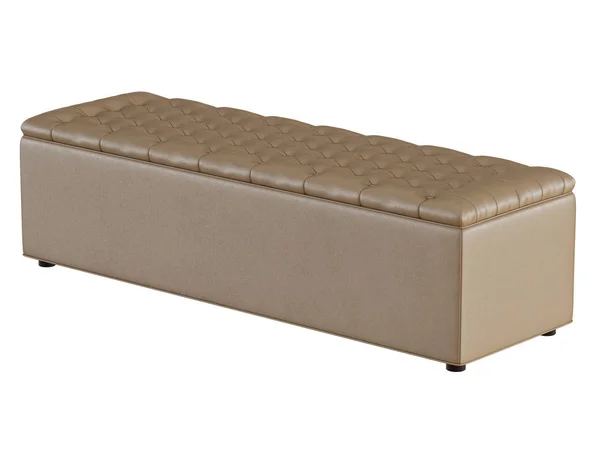 Banc Beige Capitone Sur Fond Blanc Rendu — Photo