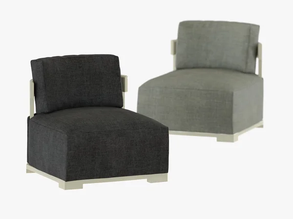 Fauteuil Deux Gris Noir Tissu Doux Rendu — Photo