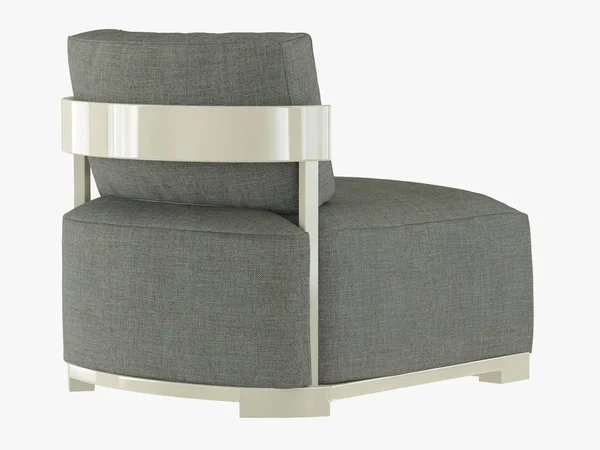 Fauteuil Gris Tissu Doux Rendu Sur Fond Blanc — Photo