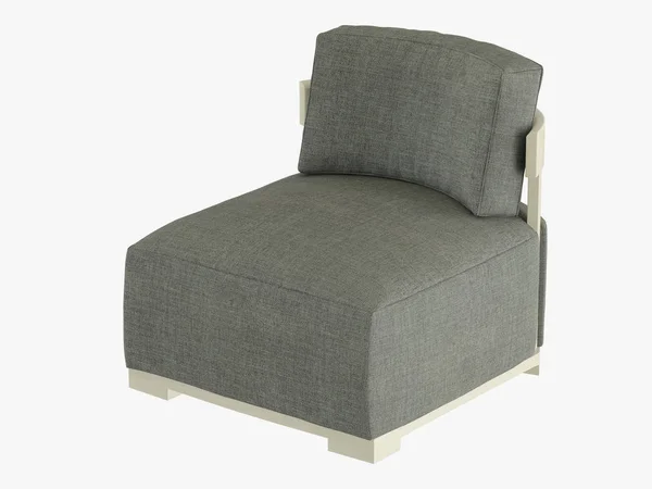 Gray Armchair Soft Fabric Rendering White Background — Stock Photo, Image