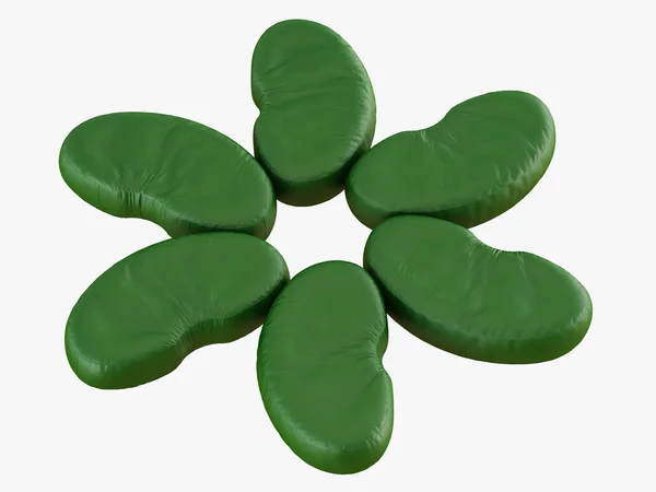 Pouf Verde Fiore Con Estremità Arrotondate Rendering — Foto Stock