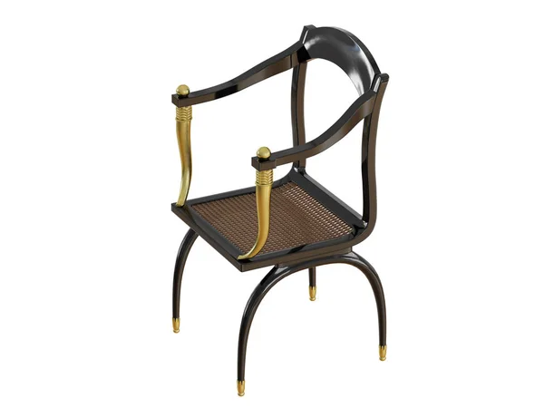 黑色椅子与扶手3D 渲染在白色背景 — 图库照片