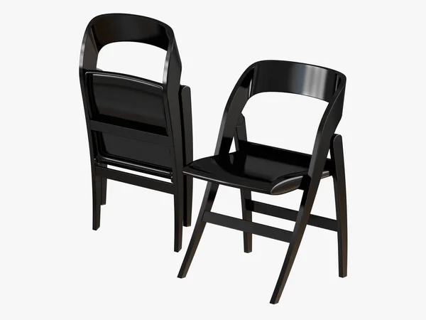 Two Black Folding Chair Rendering White Background — Stock Photo, Image