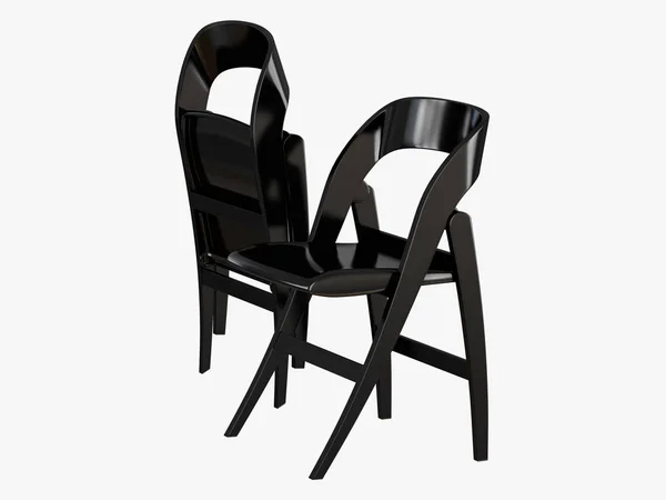 Two Black Folding Chair Rendering White Background — Stock Photo, Image