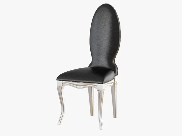Μαύρη Δερμάτινη Καρέκλα Πόδια Σιδήρου Rendering — Φωτογραφία Αρχείου