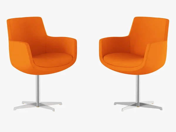 Два Оранжевых Кресла Железными Ножками — стоковое фото