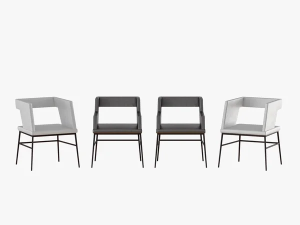 Четыре Кожаных Кресла Белом Фоне Рендеринг — стоковое фото