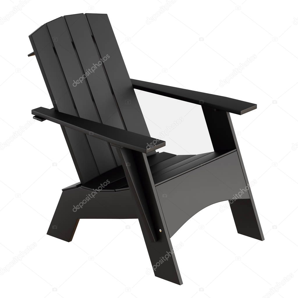 Garden wooden black chair on a white background