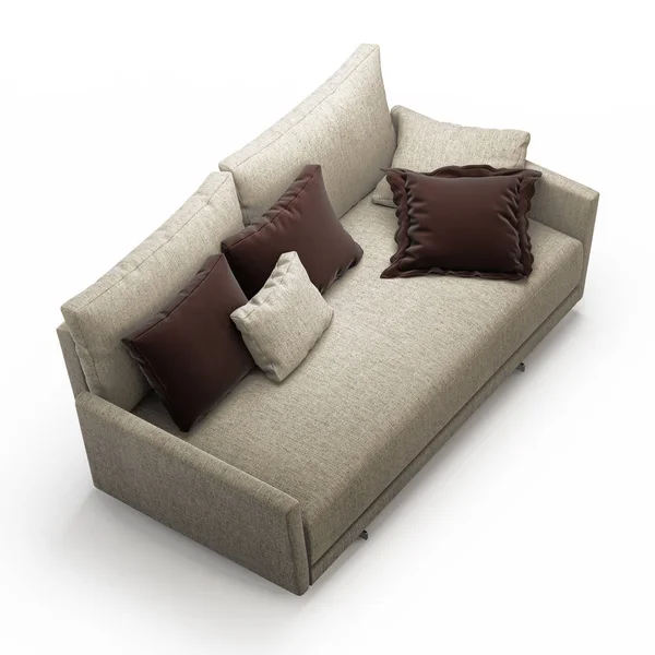 Osobowa Sofa Poduszkami Białym Tle Renderowania — Zdjęcie stockowe