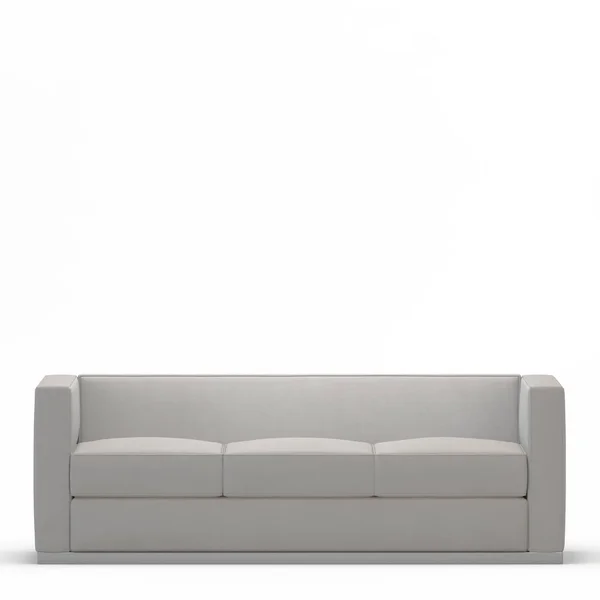 Dreisitziges Weiches Weißes Sofa Auf Weißem Hintergrund Von Oben Rendering — Stockfoto