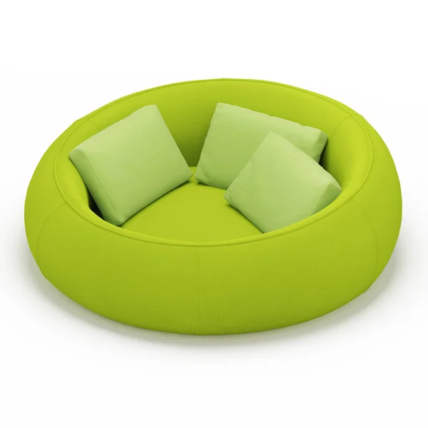 Green Soft Sofa White Background Renderin — Stock Photo, Image