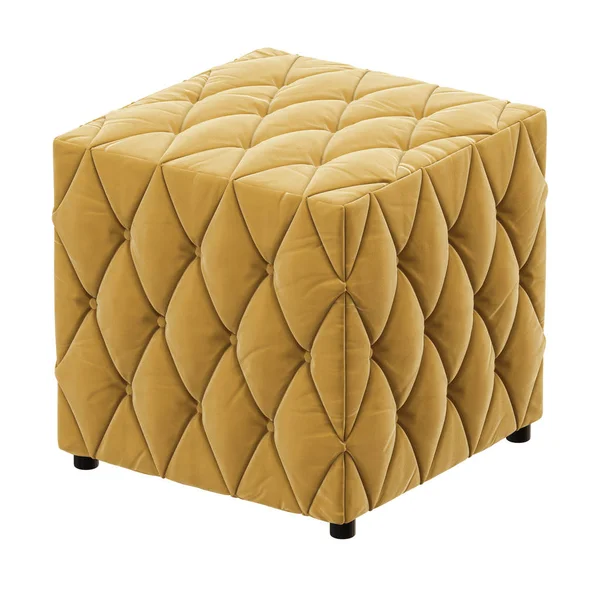 Tissu pouf jaune sur fond blanc rendu 3d — Photo