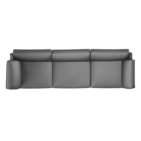 Sofá de cuero gris sobre fondo blanco 3d —  Fotos de Stock