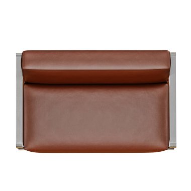 Deri yumuşak kahverengi kanepe kıvrımlar bir beyaz ile arka plan 3d